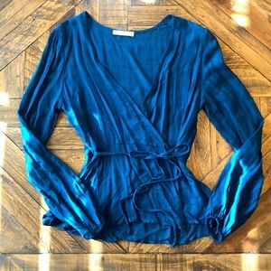 Teal Wrap Blouse